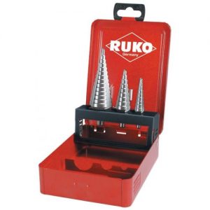 Ruko-101326-Juego de 3 brocas escalonadas HSS 3 canales de salida (0/9,1 y 2)
