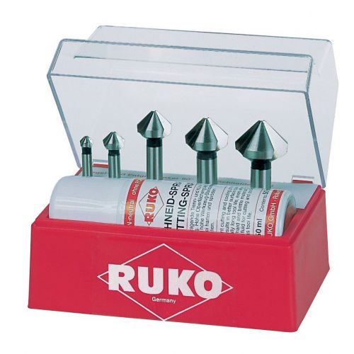 Ruko-102142T-Juego de 5 avellanadores cónicos DIN 335 forma C HSS-TiN 90°