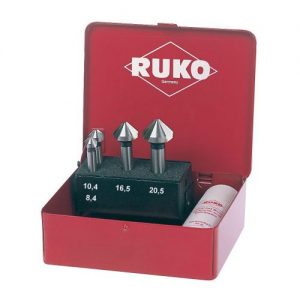 Ruko-102151A-Juego de 4 avellanadores cónicos DIN 335 forma C HSS 90° para aluminio