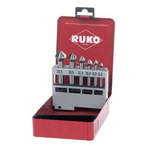 Ruko-102152F-Juego de 6 avellanadores cónicos DIN 335 forma C HSS-TiAIN 90°