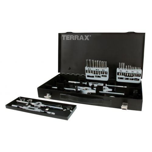 Terrax-A245020-Juego herramientas de roscar 37 piezas en estuche metálico