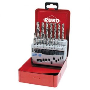 Ruko-215214-Juego de 19 brocas DIN 338 Tipo N HSS-Cobalto rectificadas con split point